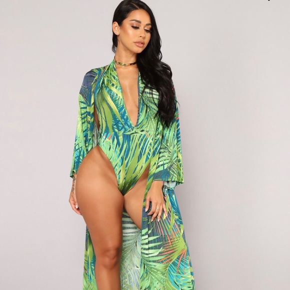 bathing suit and matching cover up